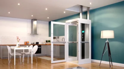 A home elevator with its door open