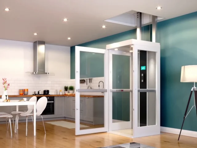 A home elevator with its door open